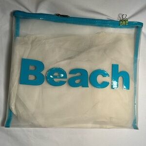 Transparent MESH LOLO Beach Pouch with Blue Accents